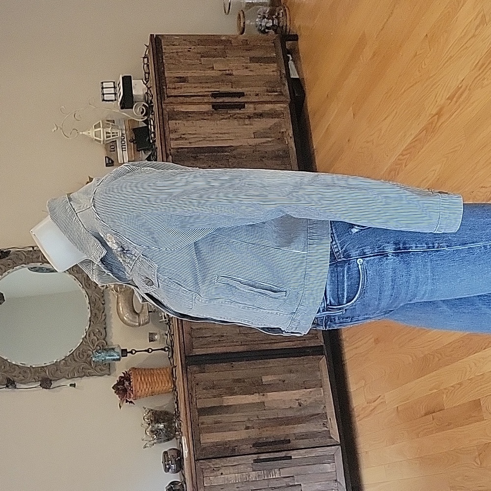 Driftwood Lagoon Striped Floral Embroidered Denim Jacket - Picture 7 of 16